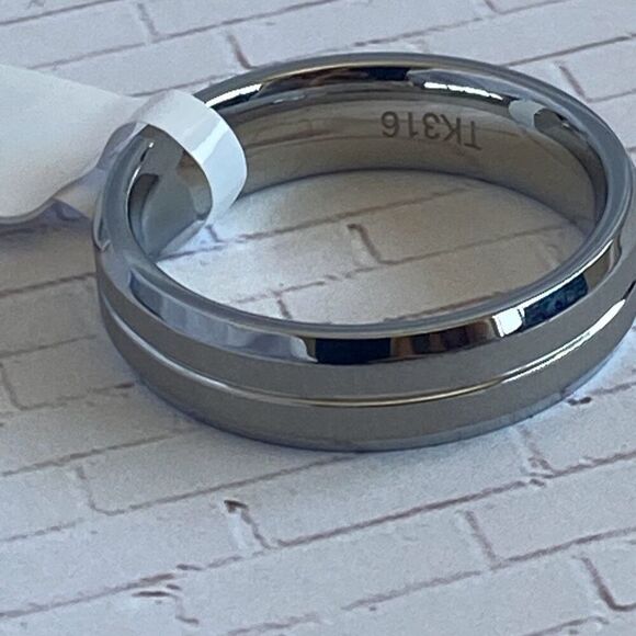 Men's Stainless Steel Matte Metal Stripe Ring Band size 10 - Picture 3 of 5